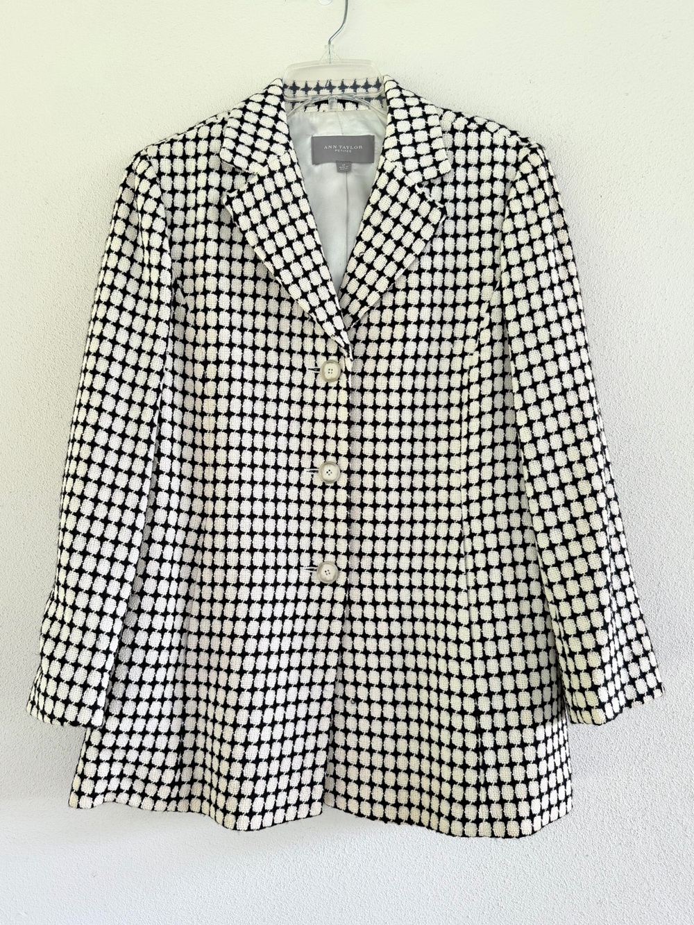 Ann Taylor - Beige and Black Geometric Pattern Blazer